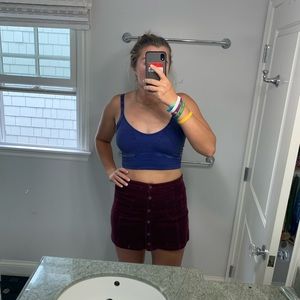 Brandy Melville corduroy maroon button up skirt